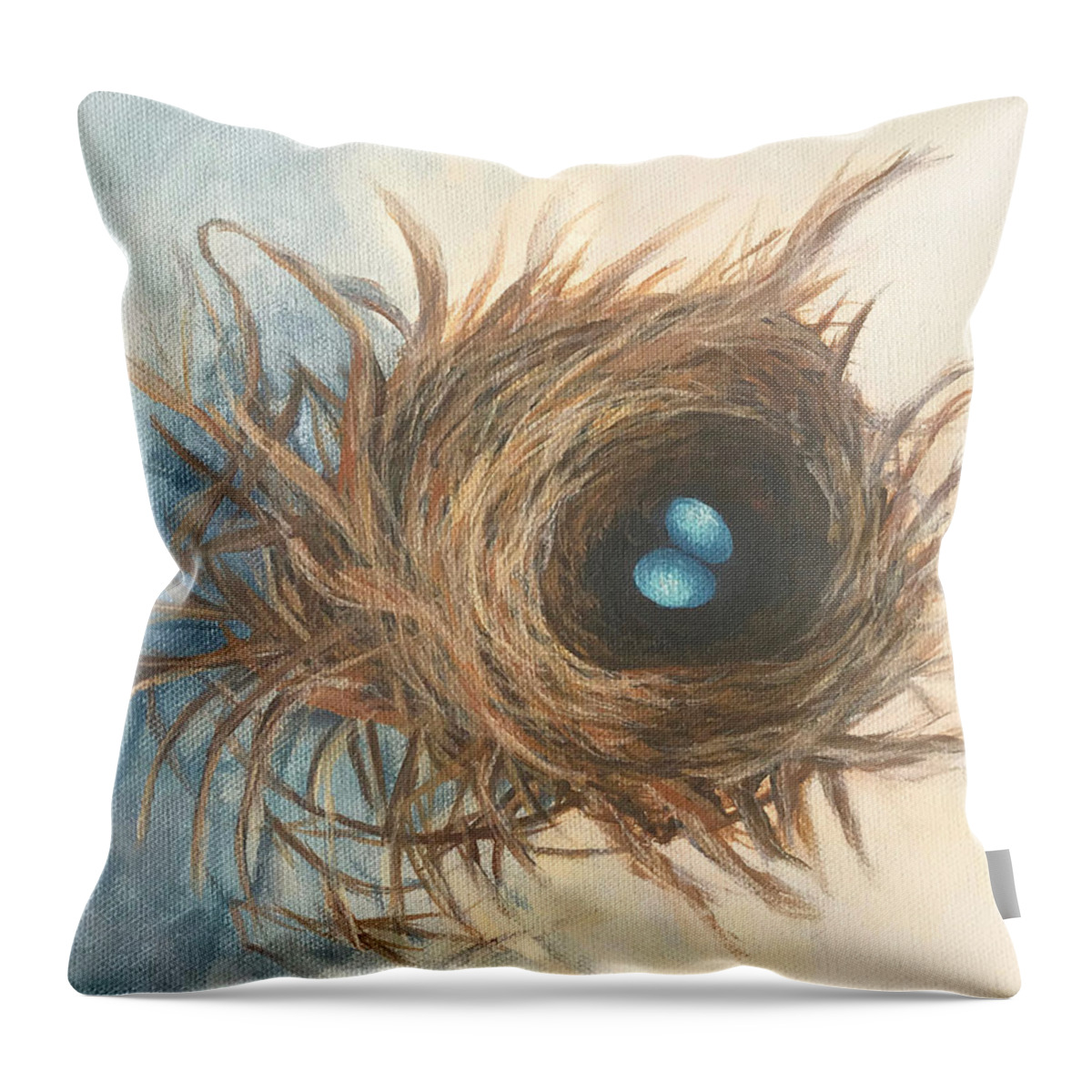 Nest Throw Pillow featuring the painting The Scattered Nest by Torrie Smiley