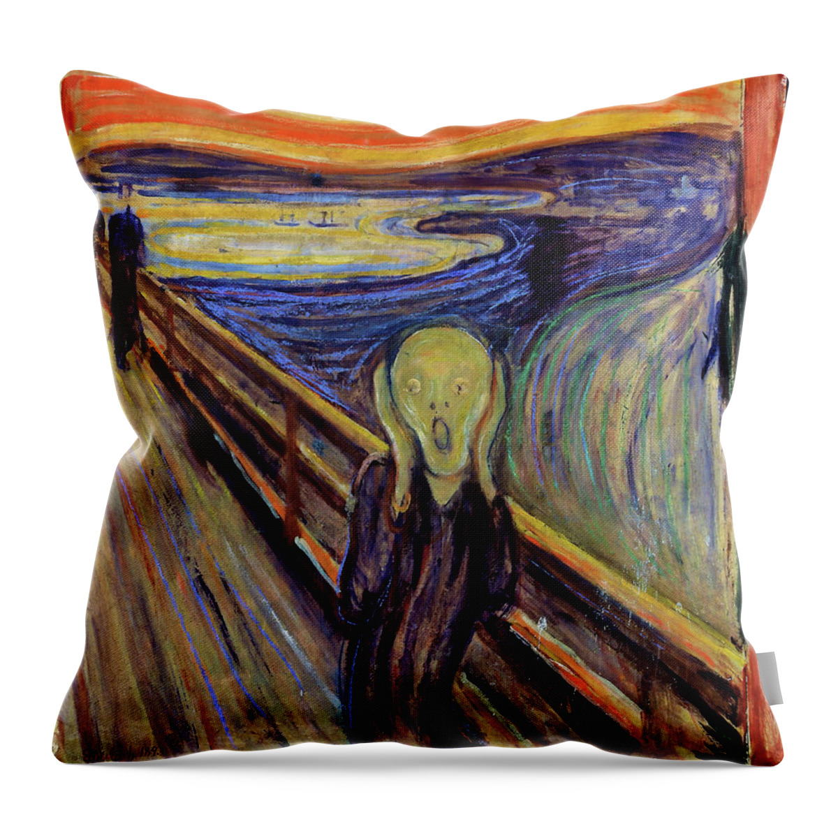 Edvard Munch Throw Pillow featuring the painting The Scream 1893 - Digital Remastered Edition2 by Edvard Munch