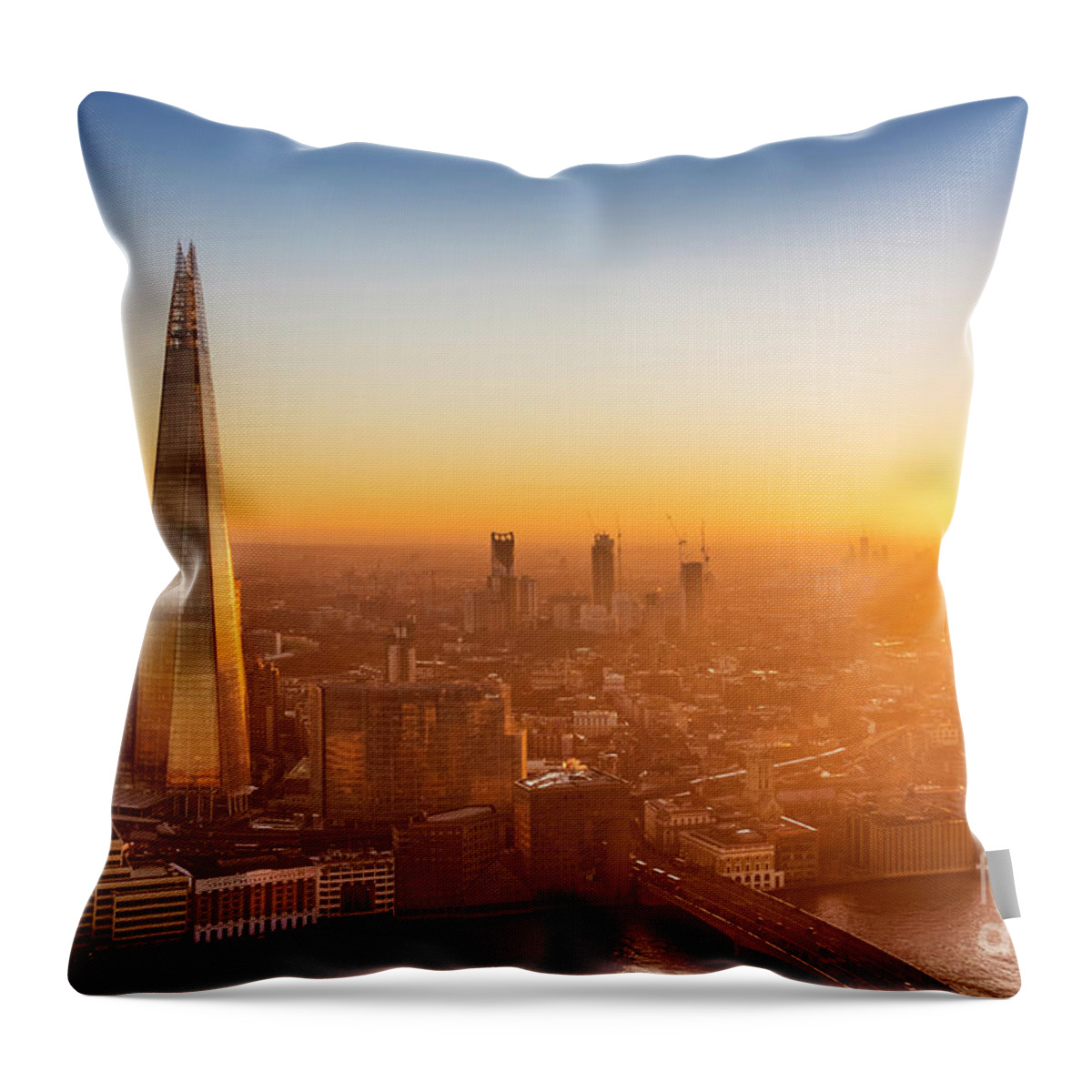 London Throw Pillow featuring the photograph The Shard at sunset, London, England by Neale And Judith Clark