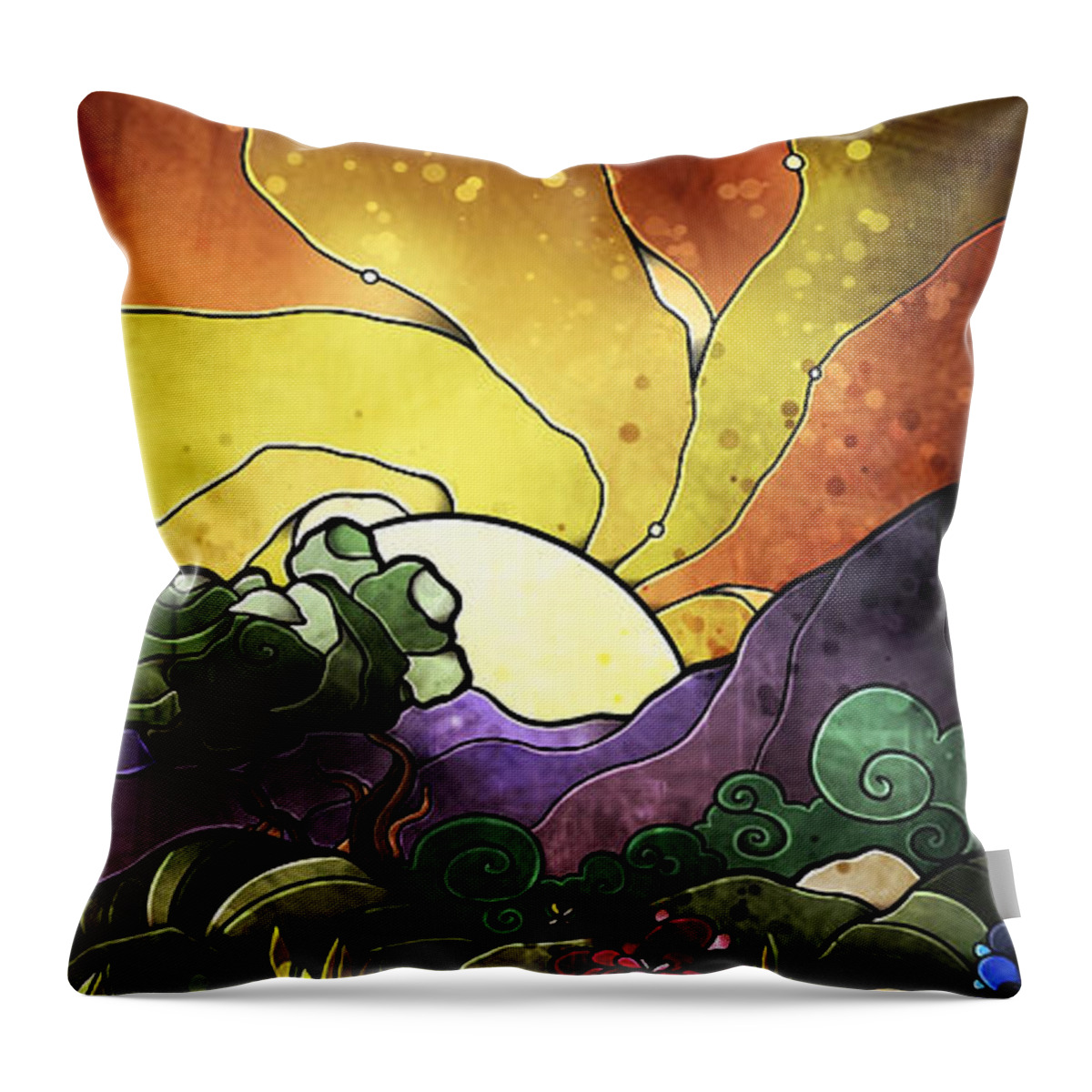 Shepherd Throw Pillow featuring the digital art The Shepherds Cottage by Mandie Manzano