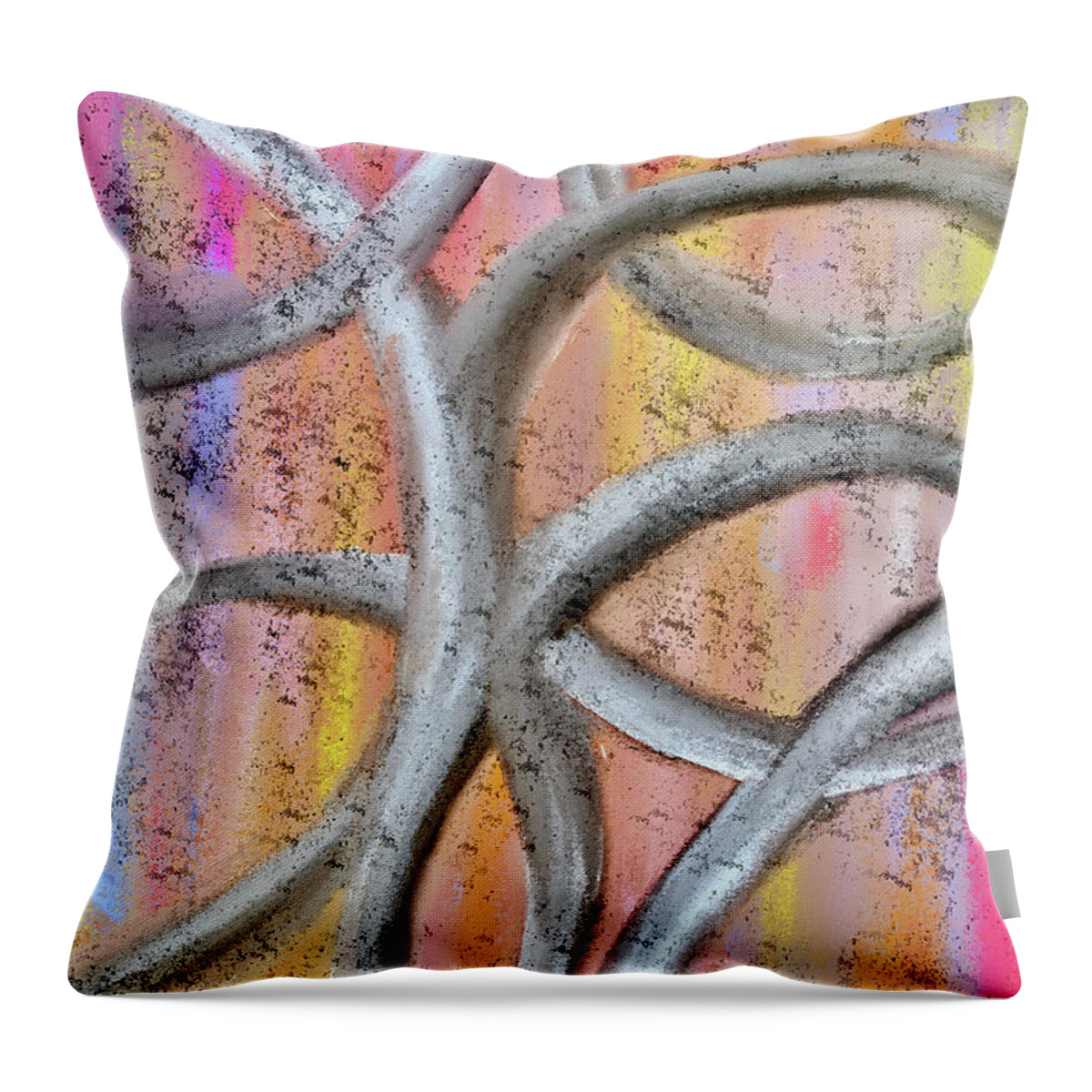 Abstract Throw Pillow featuring the digital art The Silver Cord by Laurie's Intuitive