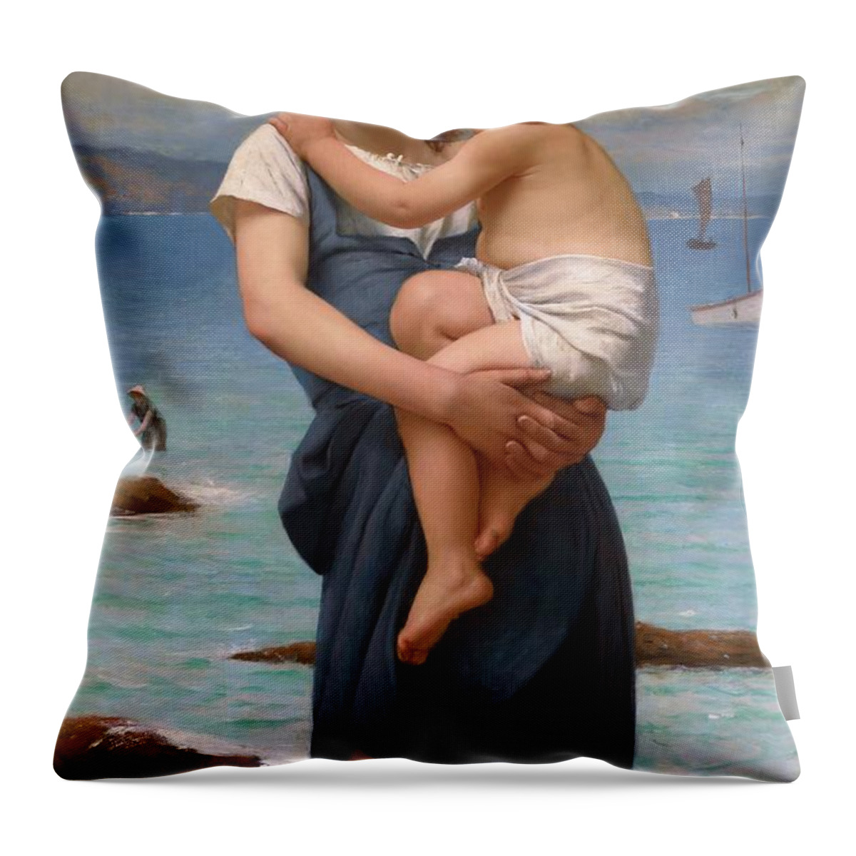 Sisters Throw Pillow featuring the painting The Sisters by Francis Alfred Delobbe