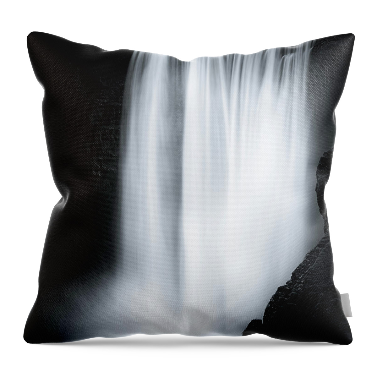 Attraction Throw Pillow featuring the photograph The Skogafoss in Black and White by Henk Meijer Photography