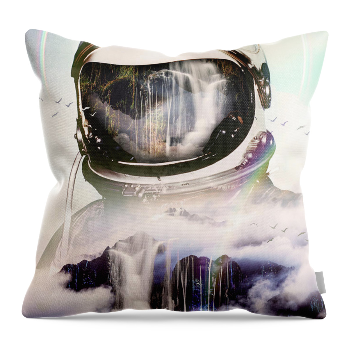 Astronaut Throw Pillow featuring the digital art The Spectator by Nicebleed