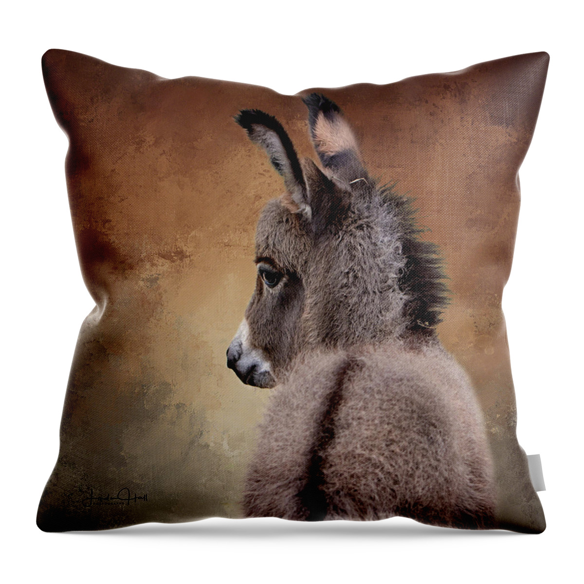 Donkey Throw Pillow featuring the digital art The Spring Baby by Linda Lee Hall