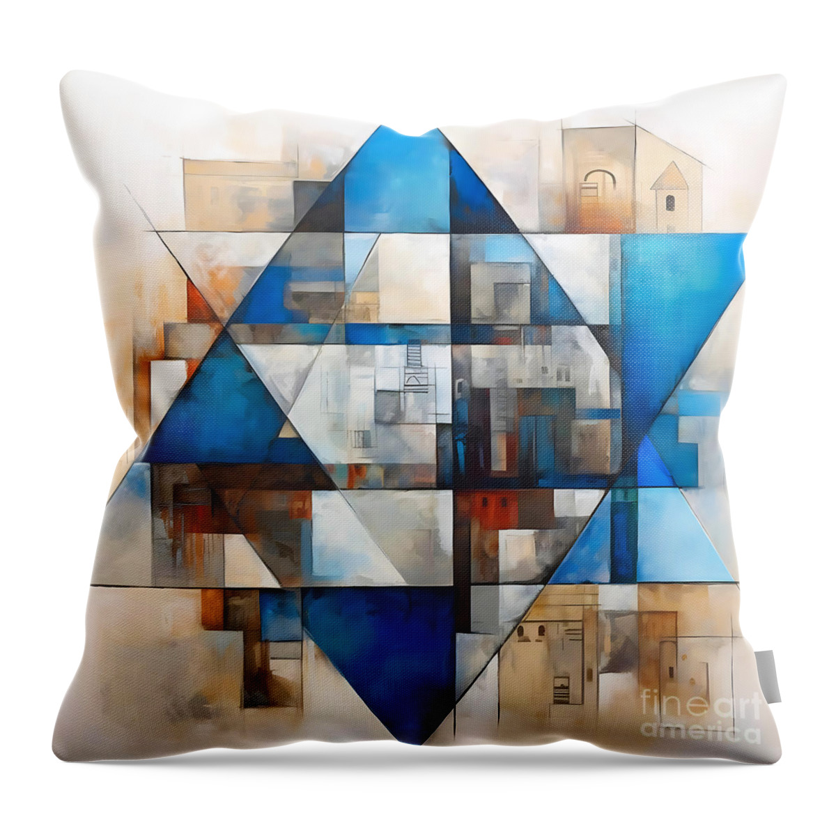 The Star Of David Throw Pillow featuring the painting The Star of David by Mark Ashkenazi