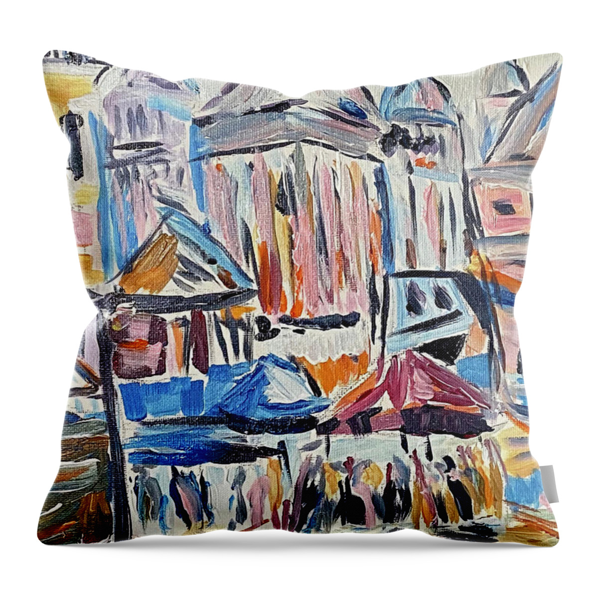 Paris Throw Pillow featuring the painting The Streets of Paris by John Macarthur