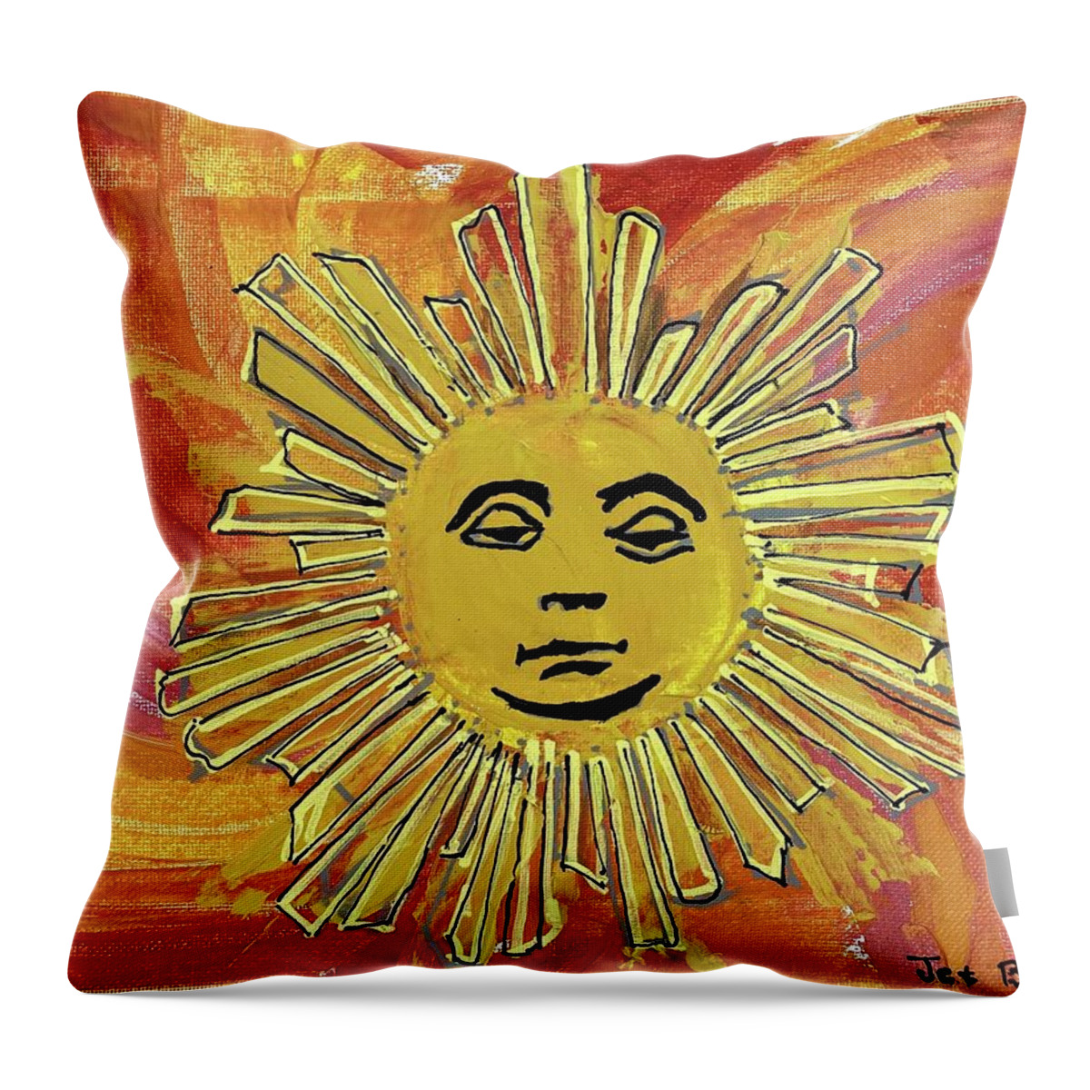 Cbs Sunday Morning Throw Pillow featuring the painting The Sun Rises Every Day by Jet Baker