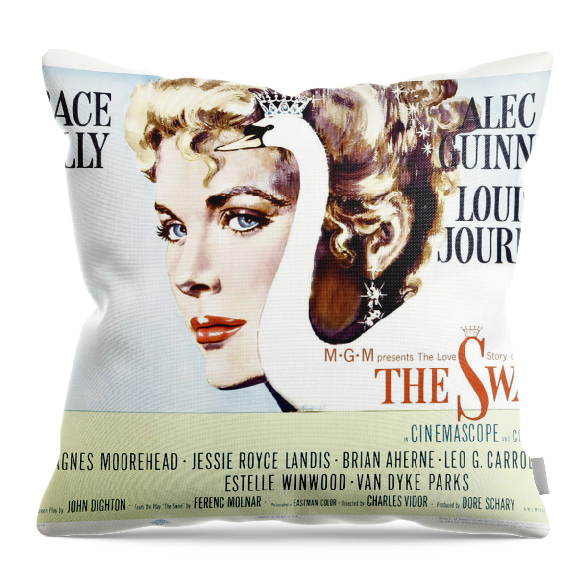 Ercole Throw Pillow featuring the mixed media ''The Swan'', 1956 - art by Ercole Brini by Movie World Posters