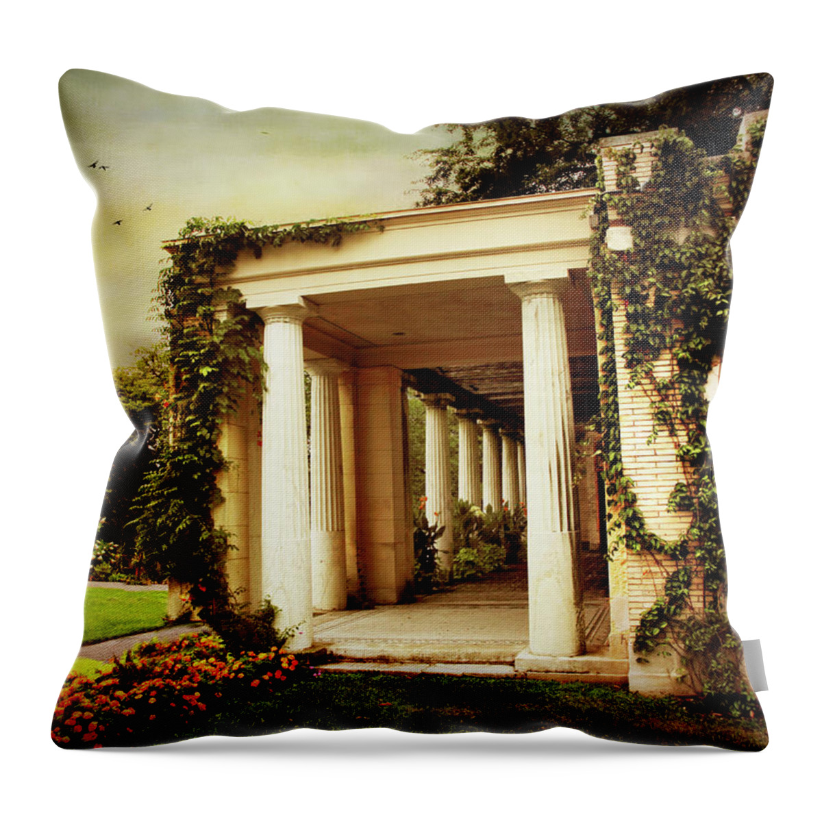 Untermyer Garden Throw Pillow featuring the photograph The Terrace by Jessica Jenney