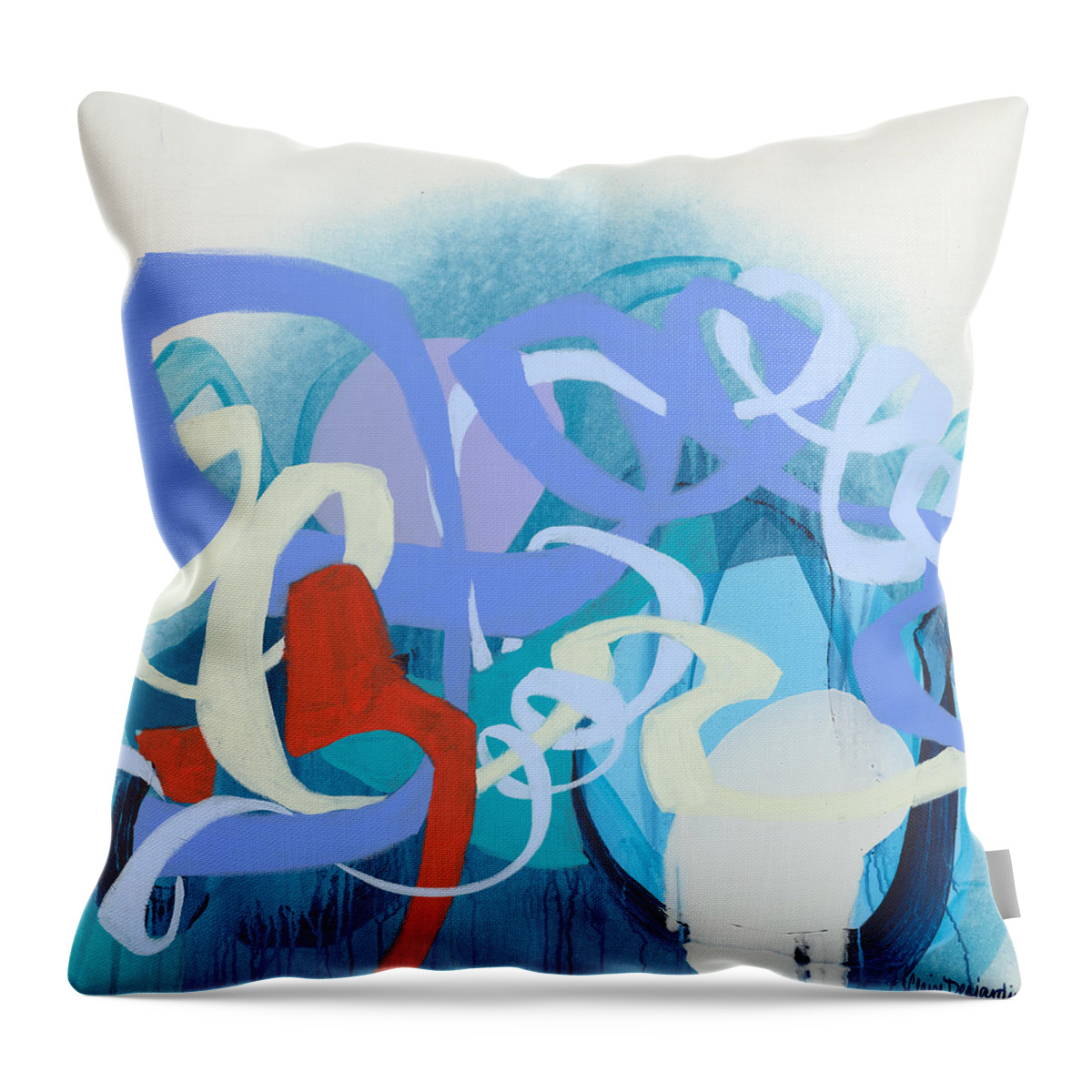 Abstract Throw Pillow featuring the painting The Things We Knew by Claire Desjardins
