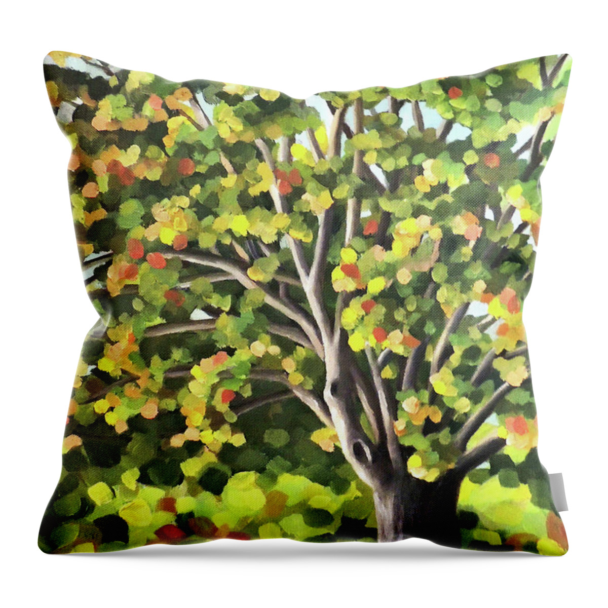 Tree Throw Pillow featuring the painting The Tree I See by Nancy Griswold