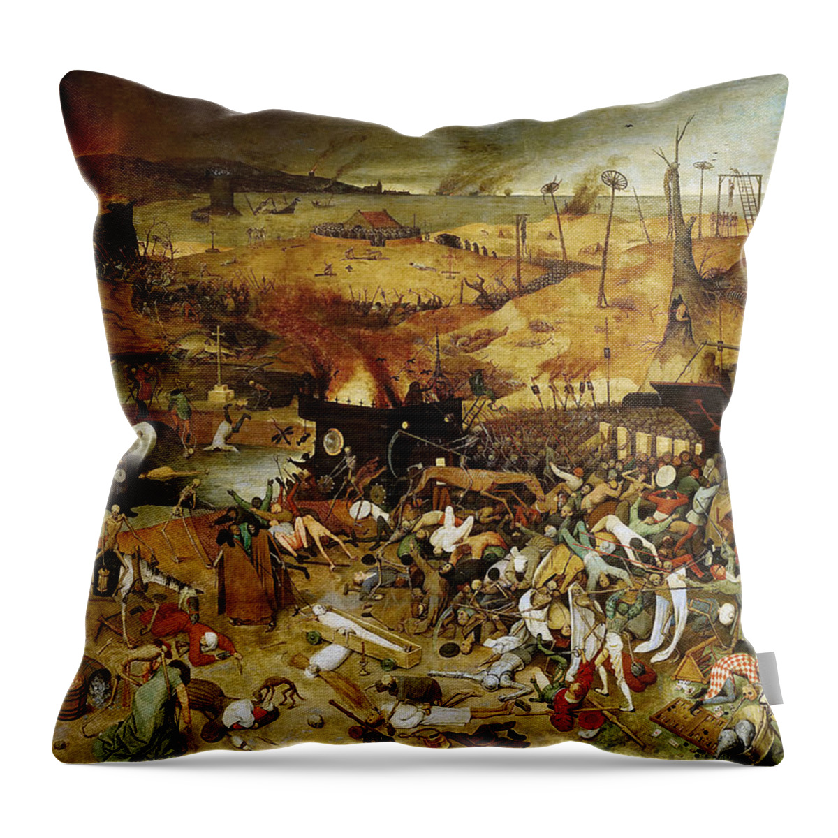 Netherlandish Painters Throw Pillow featuring the painting The Triumph of Death, circa 1562 by Pieter Bruegel the Elder