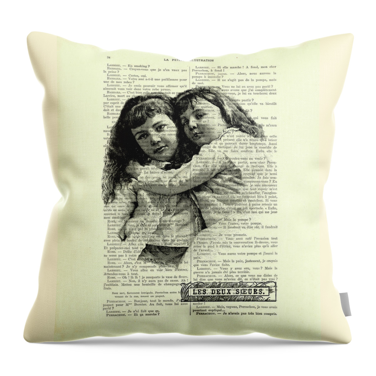 Sisters Throw Pillow featuring the digital art The two sisters by Madame Memento