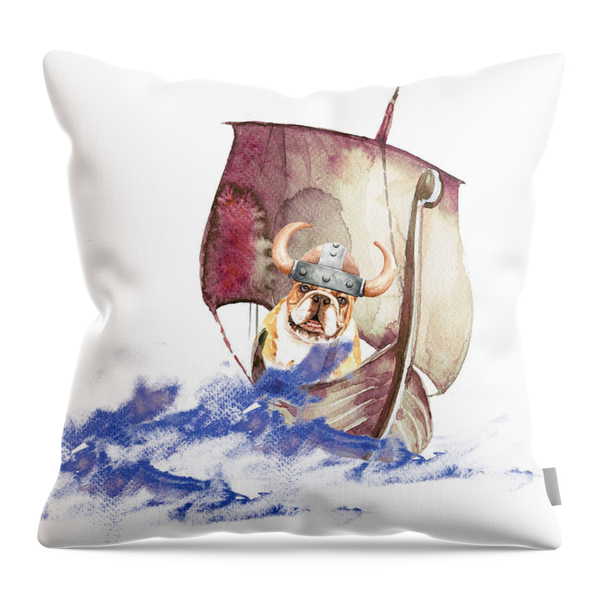 Fun Throw Pillow featuring the painting The Vikings Are Arriving by Miki De Goodaboom
