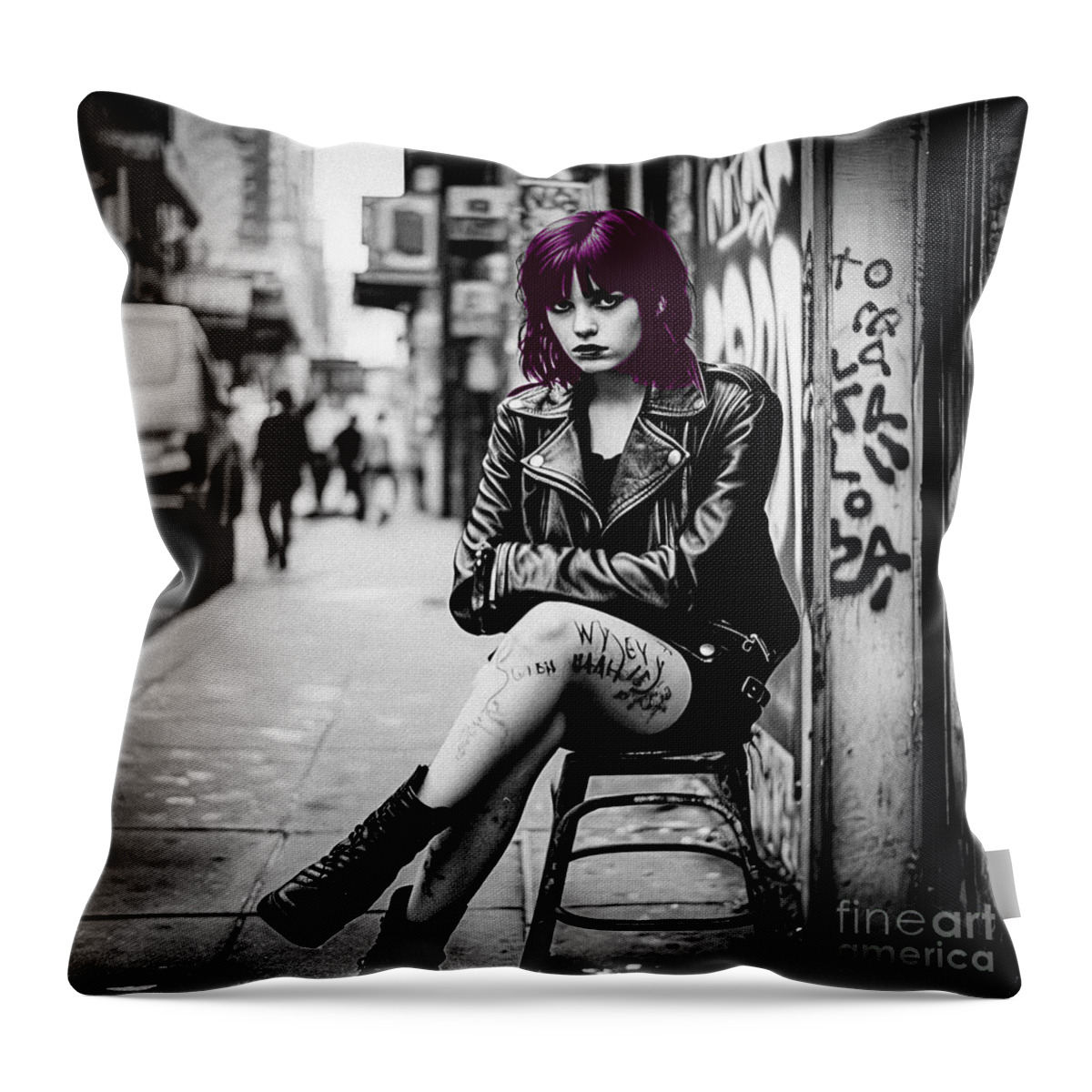 Goth Girl Throw Pillow featuring the photograph The Wait by Mindy Sommers
