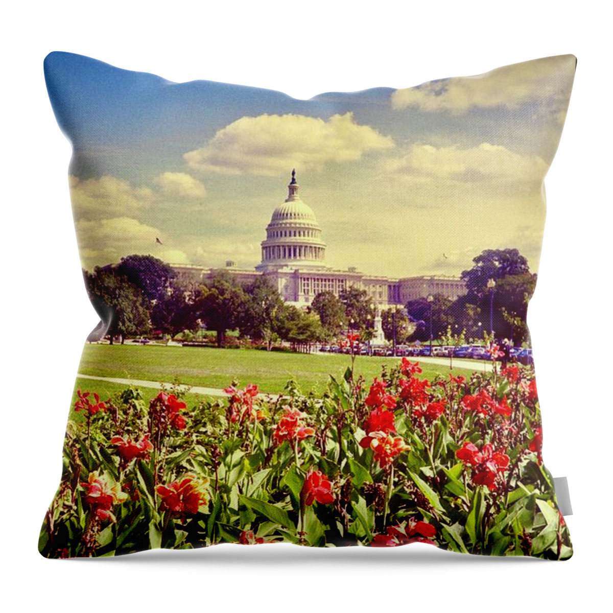  Throw Pillow featuring the photograph The Washington State Capitol 1984 by Gordon James