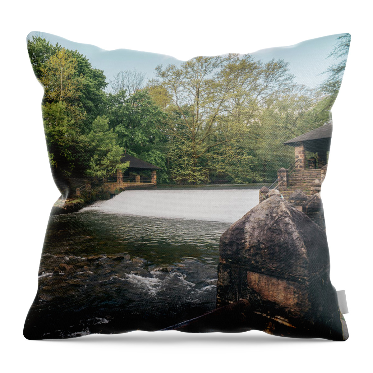 Afternoon Throw Pillow featuring the photograph The Waterfall At Monocacy Park by Jason Fink