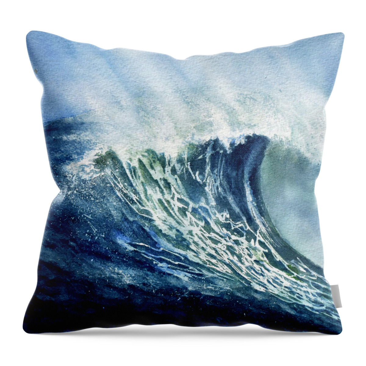 Ocean Throw Pillow featuring the painting The Wave by Wendy Keeney-Kennicutt