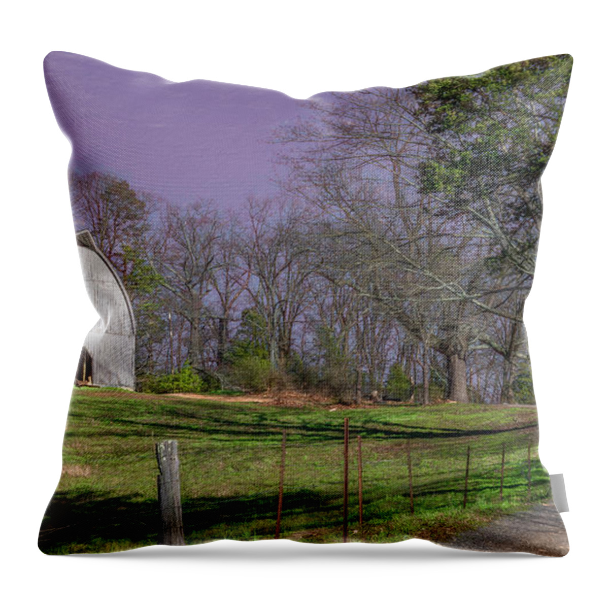 Tennessee Throw Pillow featuring the photograph The White Barn on the Hill by Marcy Wielfaert
