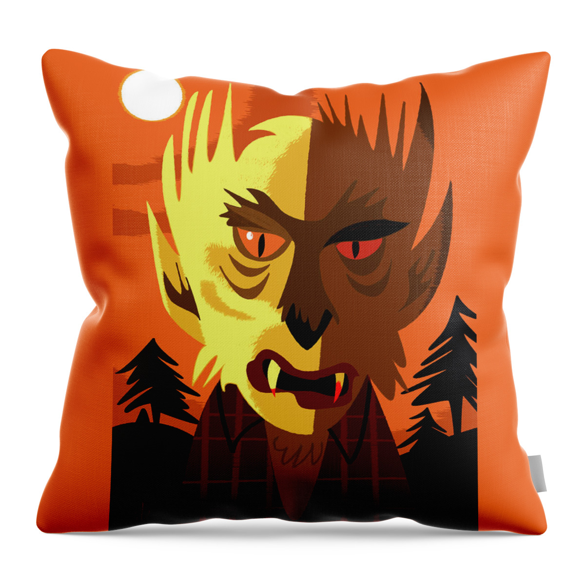 Wolfman Throw Pillow featuring the digital art The Wolfman by Alan Bodner