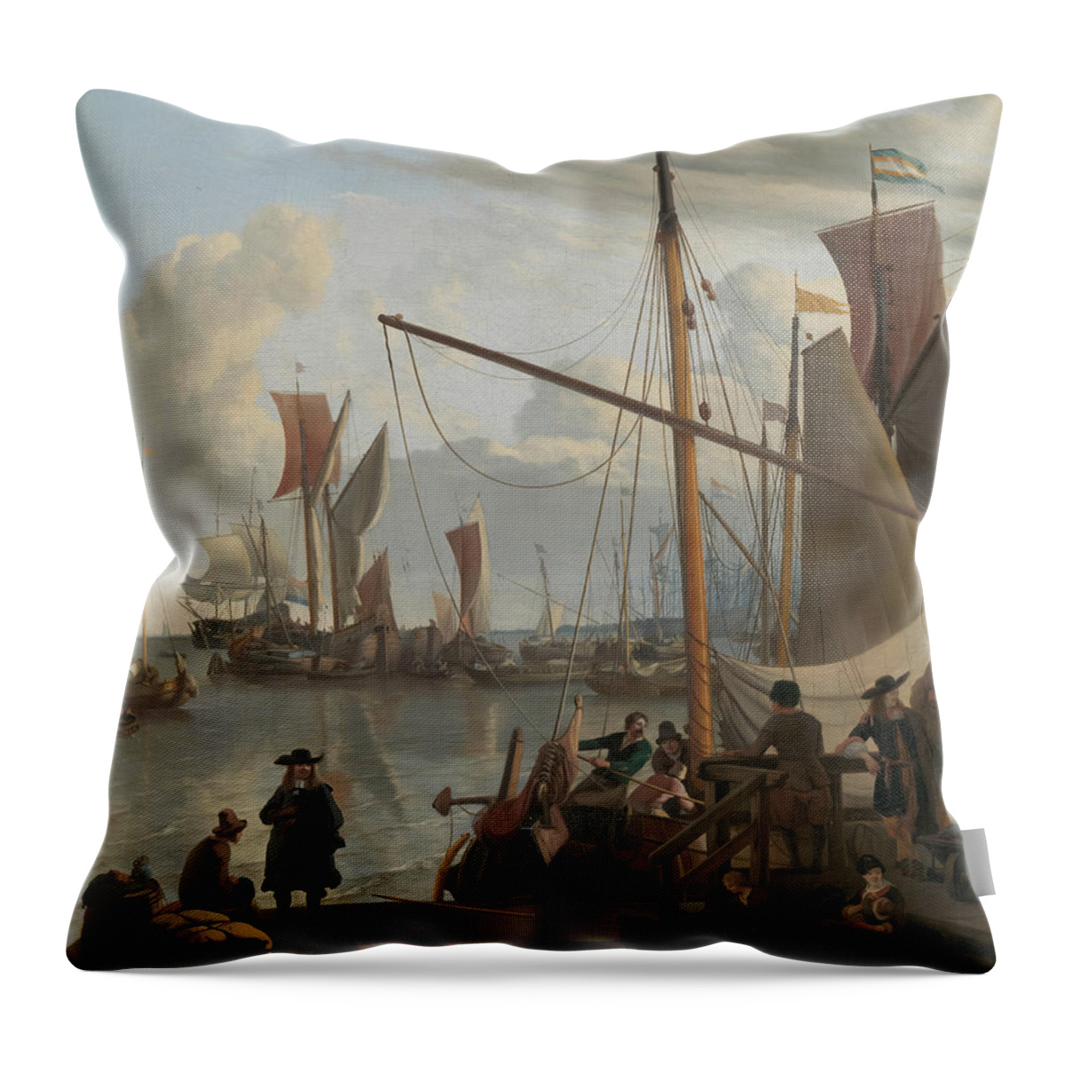 Y Throw Pillow featuring the painting The Y at Amsterdam by Ludolf Bakhuysen