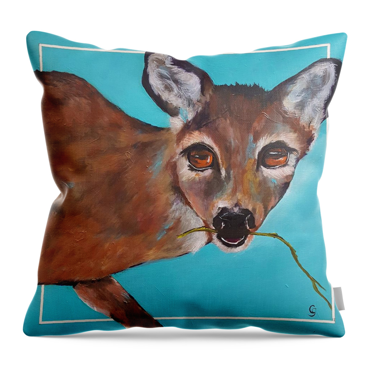 The Yearling Throw Pillow featuring the painting The Yearling #4.23 by Cheryl Nancy Ann Gordon