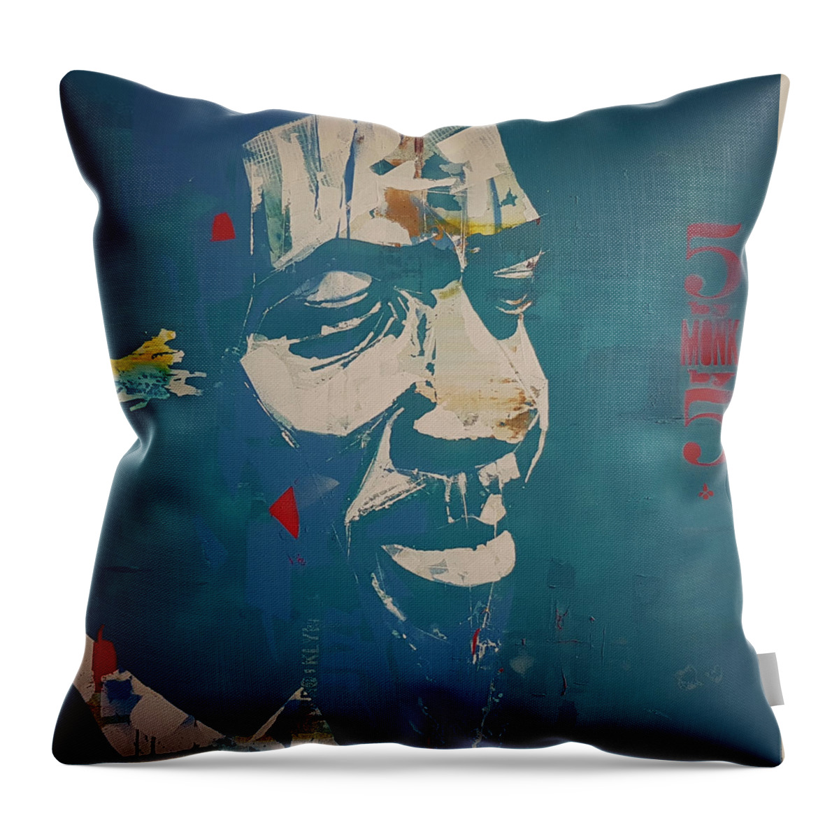 Jazz Art Throw Pillow featuring the painting Thelonious Monk by Paul Lovering