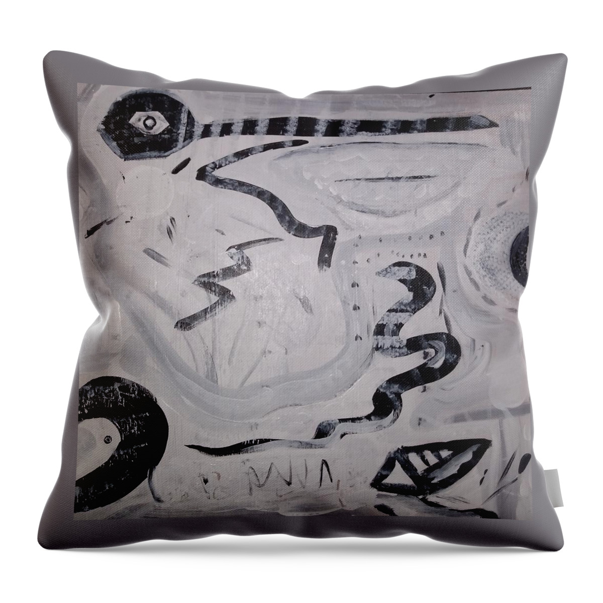 Black And White Throw Pillow featuring the painting They Are Coming by Suzanne Berthier
