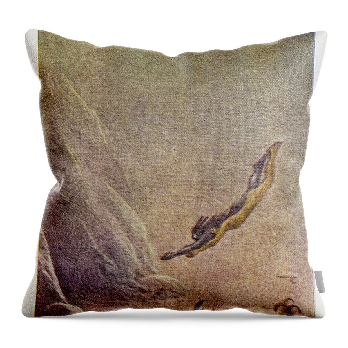 Shaman Throw Pillow featuring the photograph They arrived at the abode of the Water-god v2 by Historic illustrations