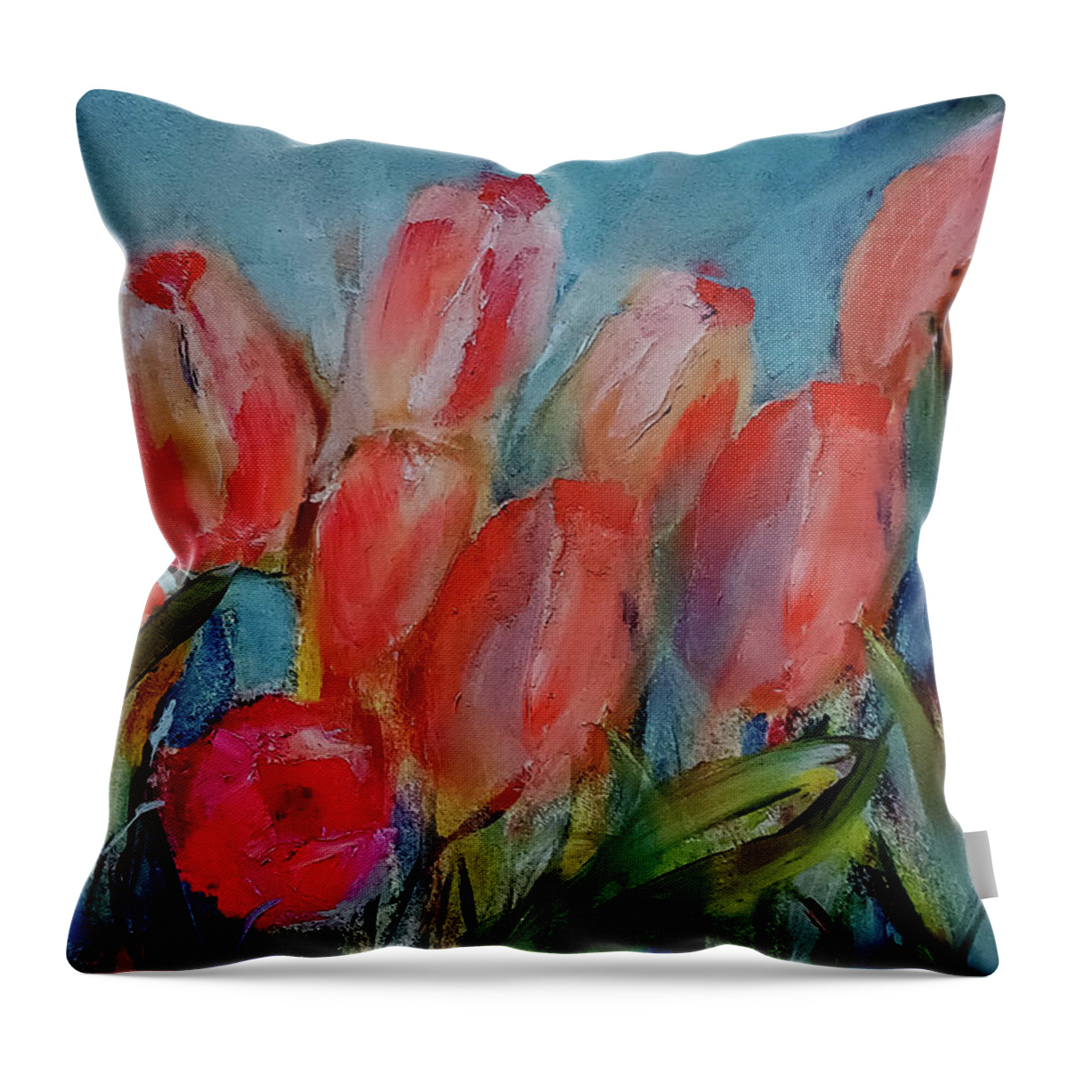 Blooms Throw Pillow featuring the painting They Will Bloom Soon by Lisa Kaiser