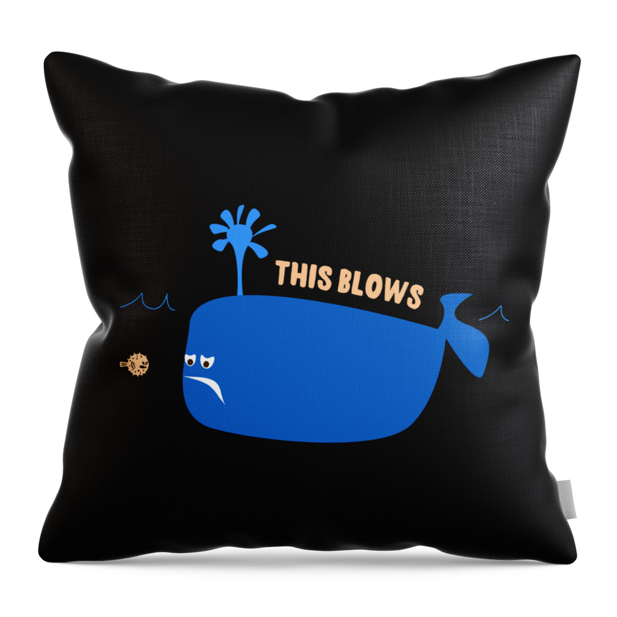 Cool Throw Pillow featuring the digital art This Blows Funny Whale Blowfish by Flippin Sweet Gear
