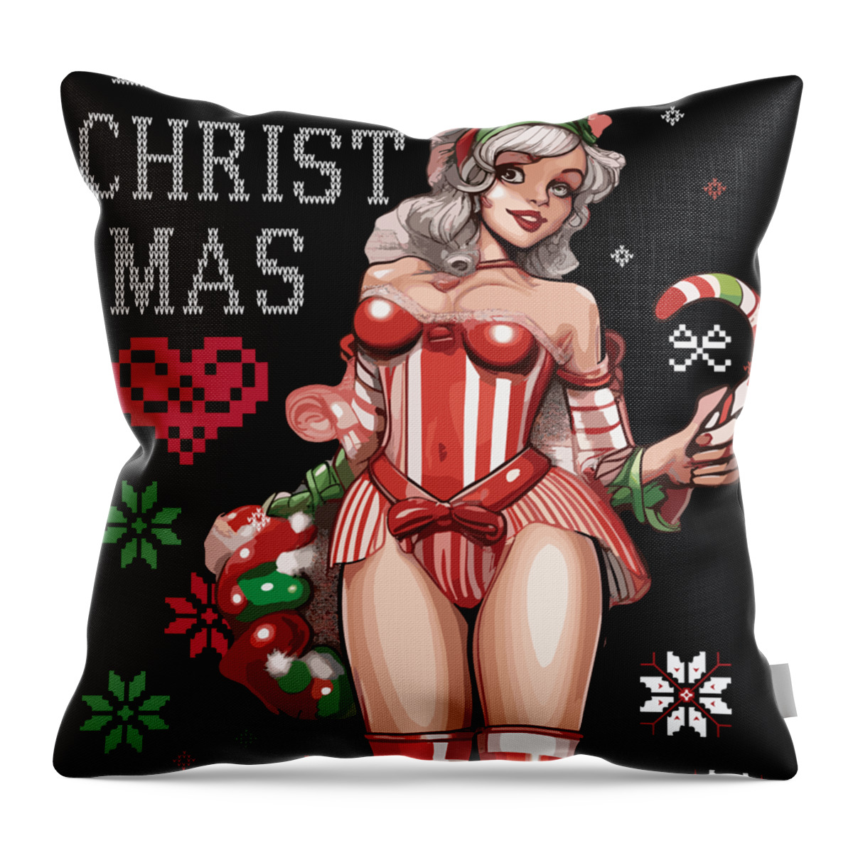 Sexy Throw Pillow featuring the digital art This Girl Love Christmas by Long Shot