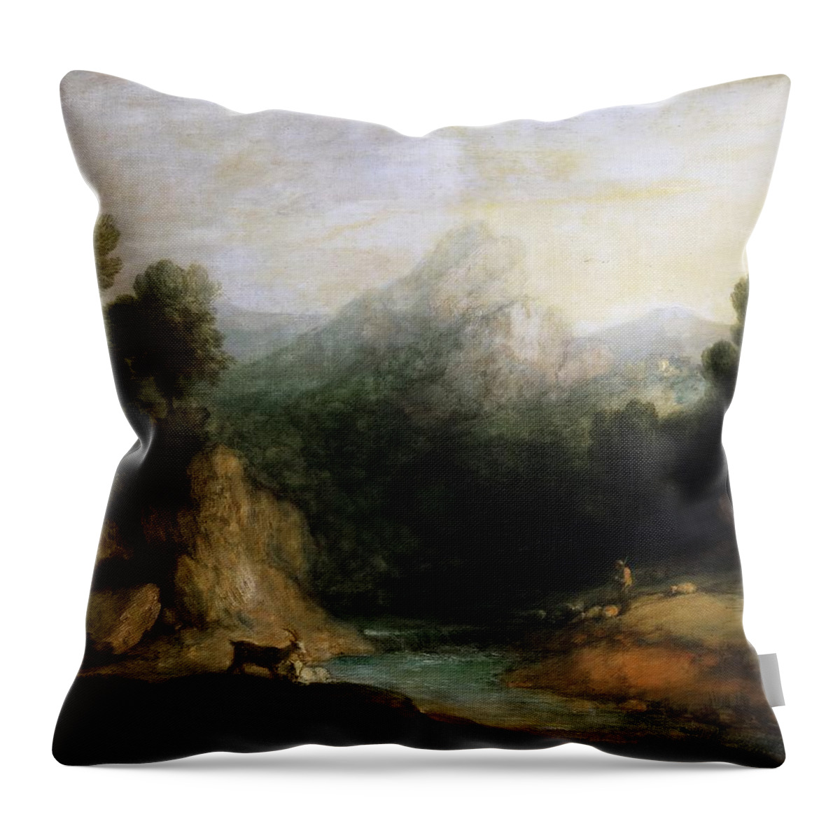 Thomas Gainsborough Throw Pillow featuring the painting Thomas Gainsborough, English, by MotionAge Designs