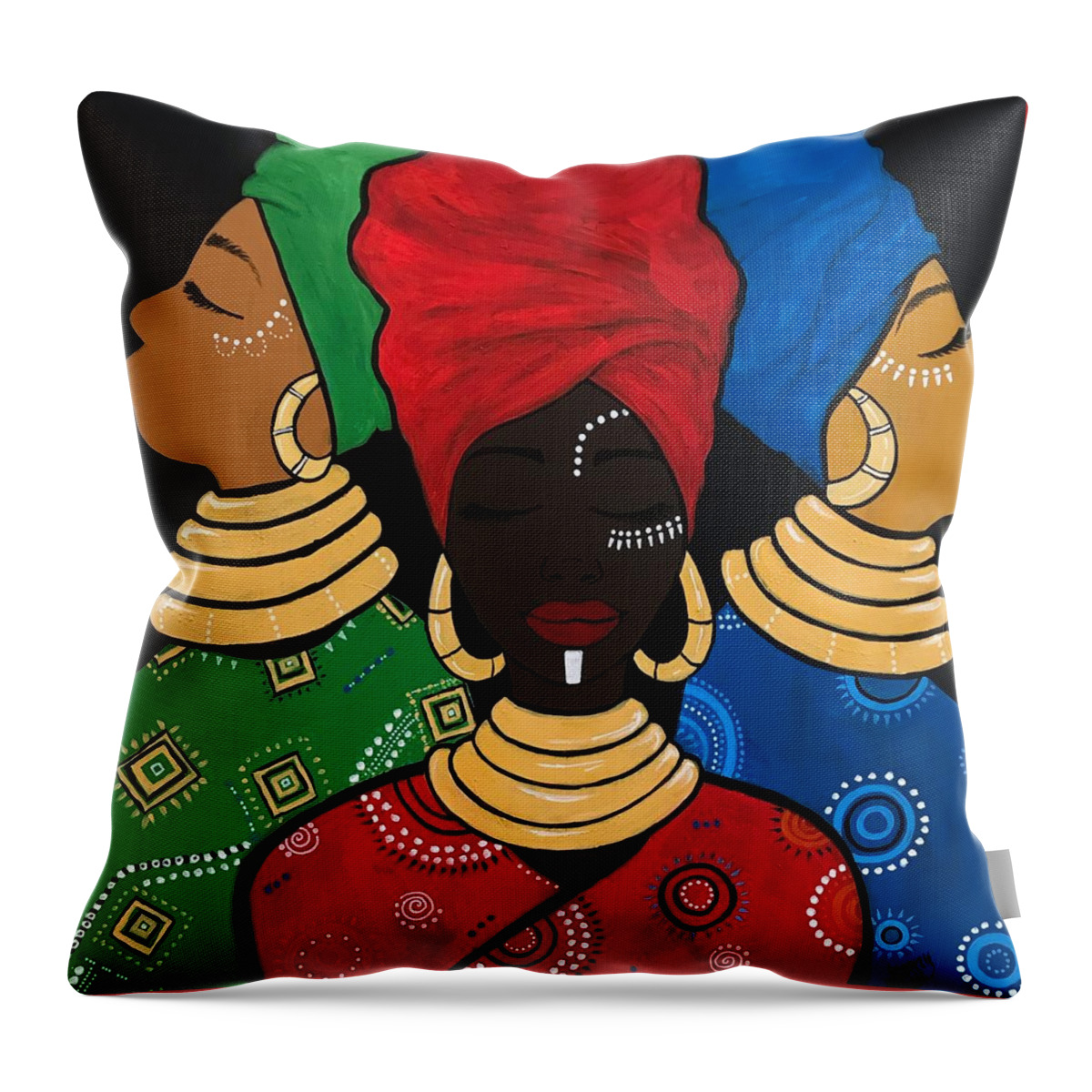 Sisters Throw Pillow featuring the painting Three sisters by Jenny Pickens