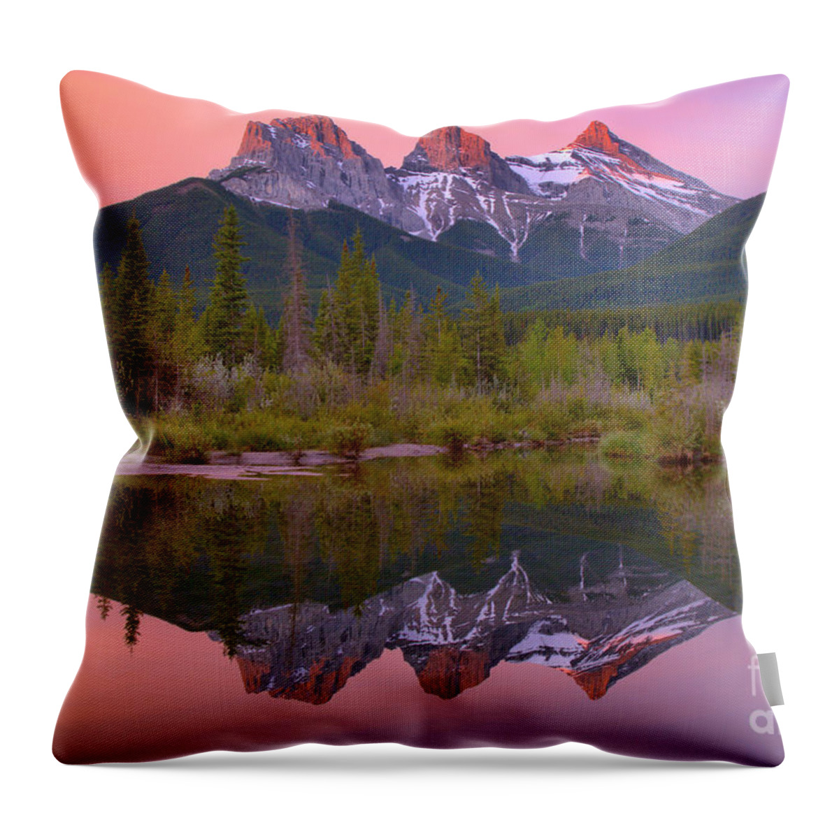 Three Throw Pillow featuring the photograph Three Sisters Morning Colors by Adam Jewell