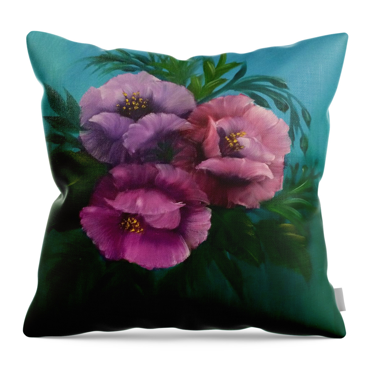 Poppies Throw Pillow featuring the painting Three's Company by Marlene Little