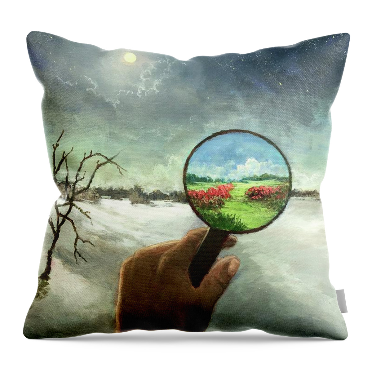 Visions Throw Pillow featuring the painting What We Choose To See by Rand Burns