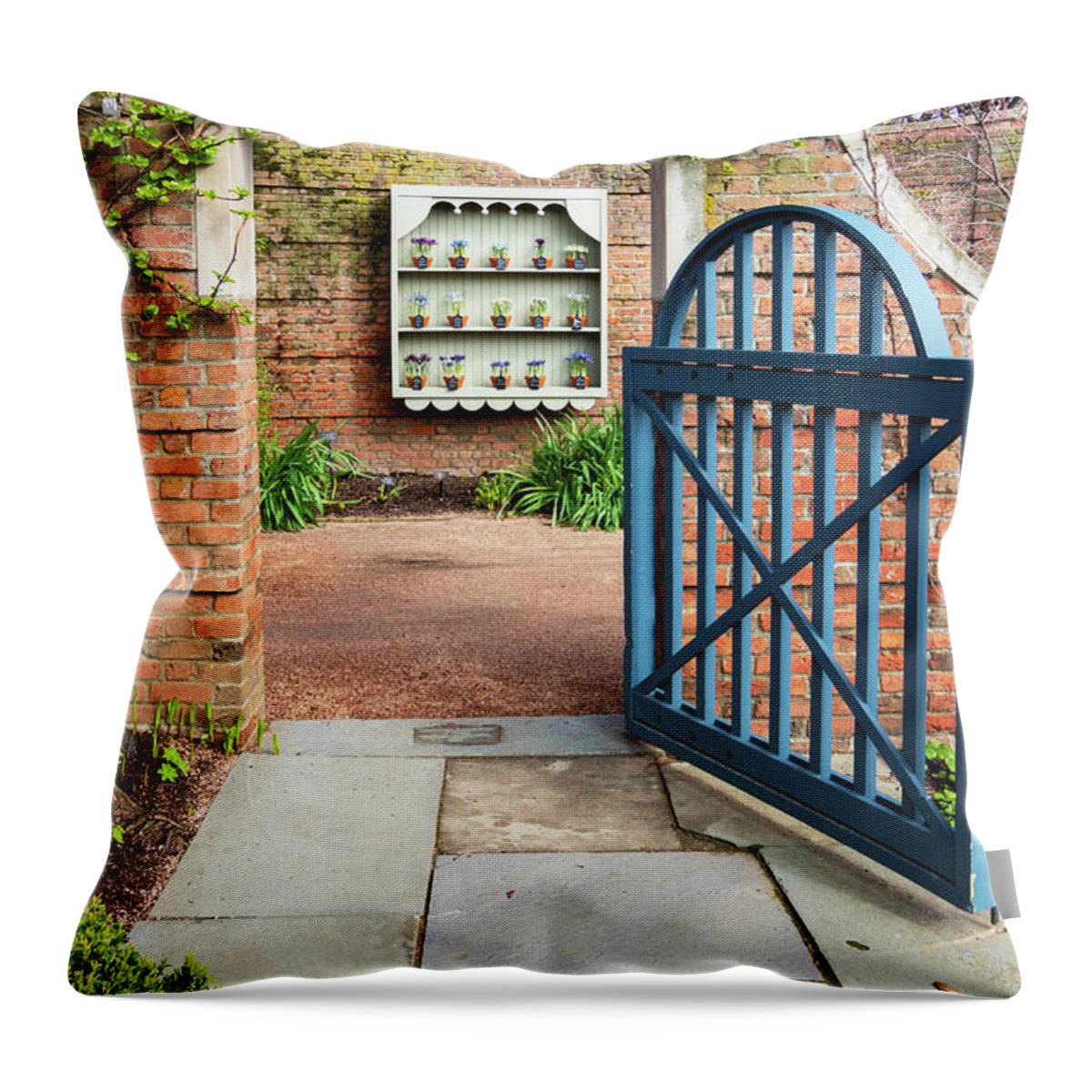 Flower Throw Pillow featuring the photograph Through the Gate by Patty Colabuono