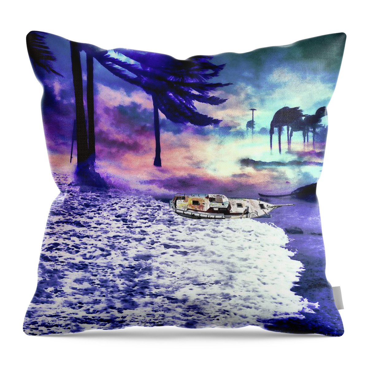Beach Throw Pillow featuring the digital art Through the Storm by Norman Brule