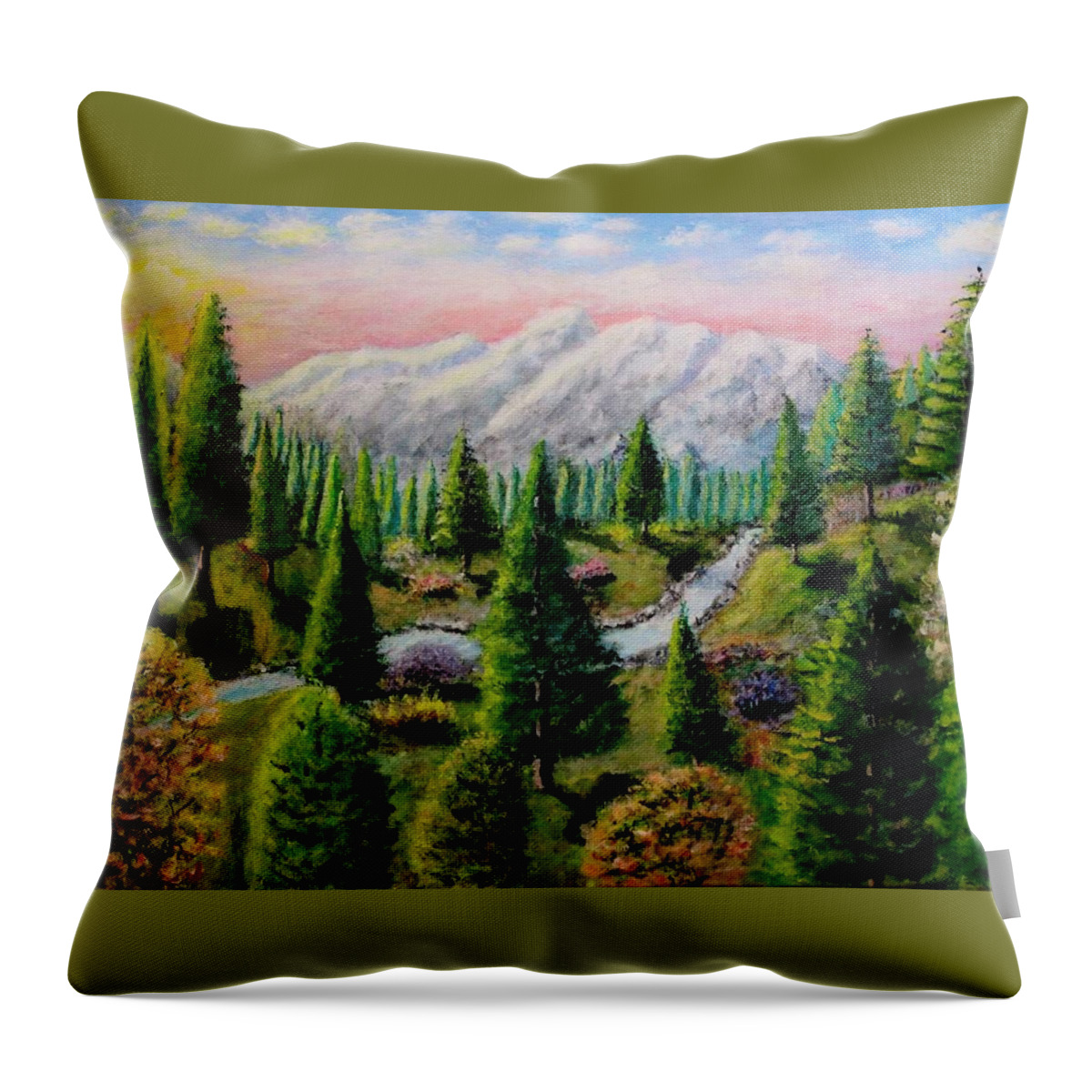 Landscape Throw Pillow featuring the painting  Through The Valley by Gregory Dorosh