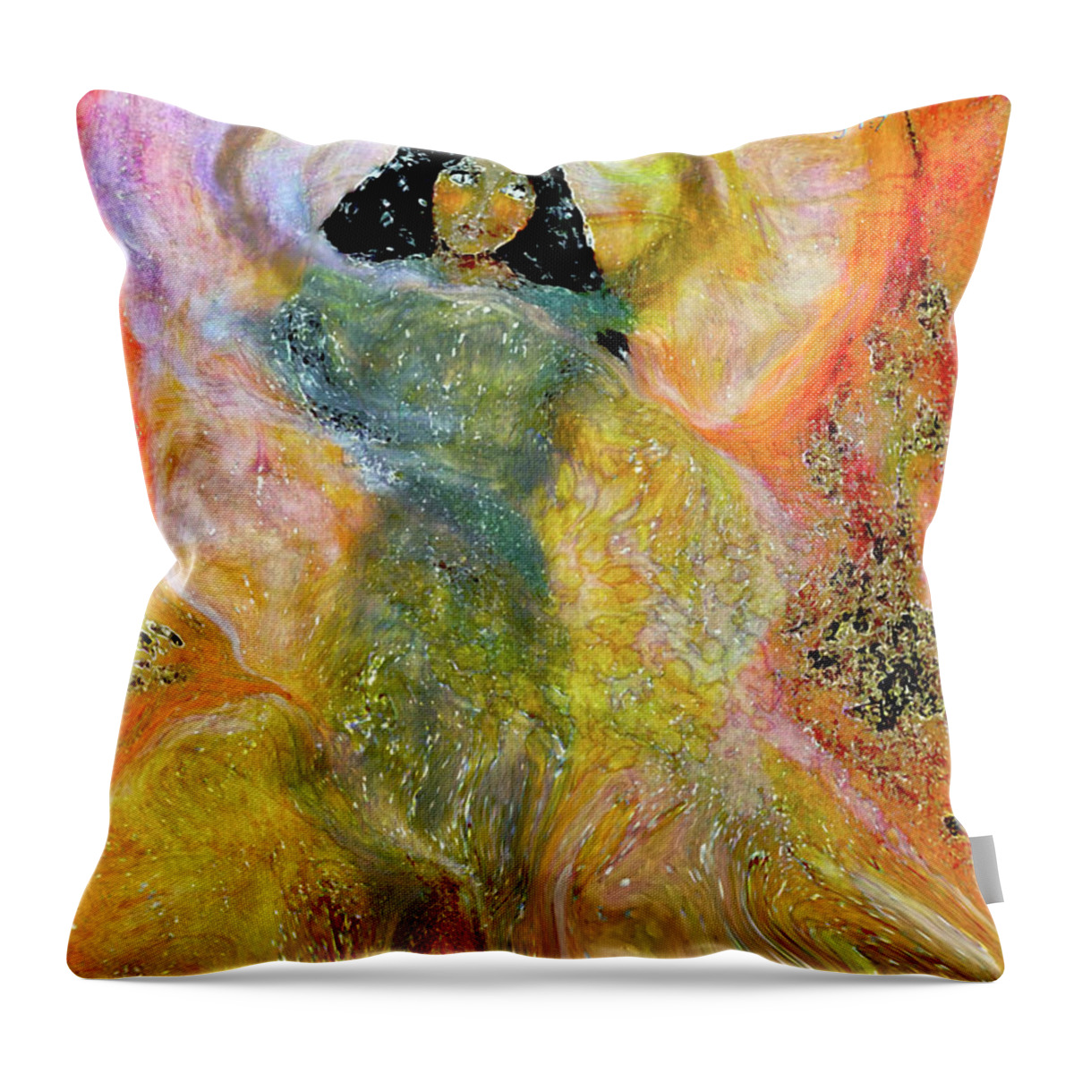 Through The Veil Of Fear God Is Throw Pillow featuring the painting Through the veil of Fear God IS by Bonnie Marie