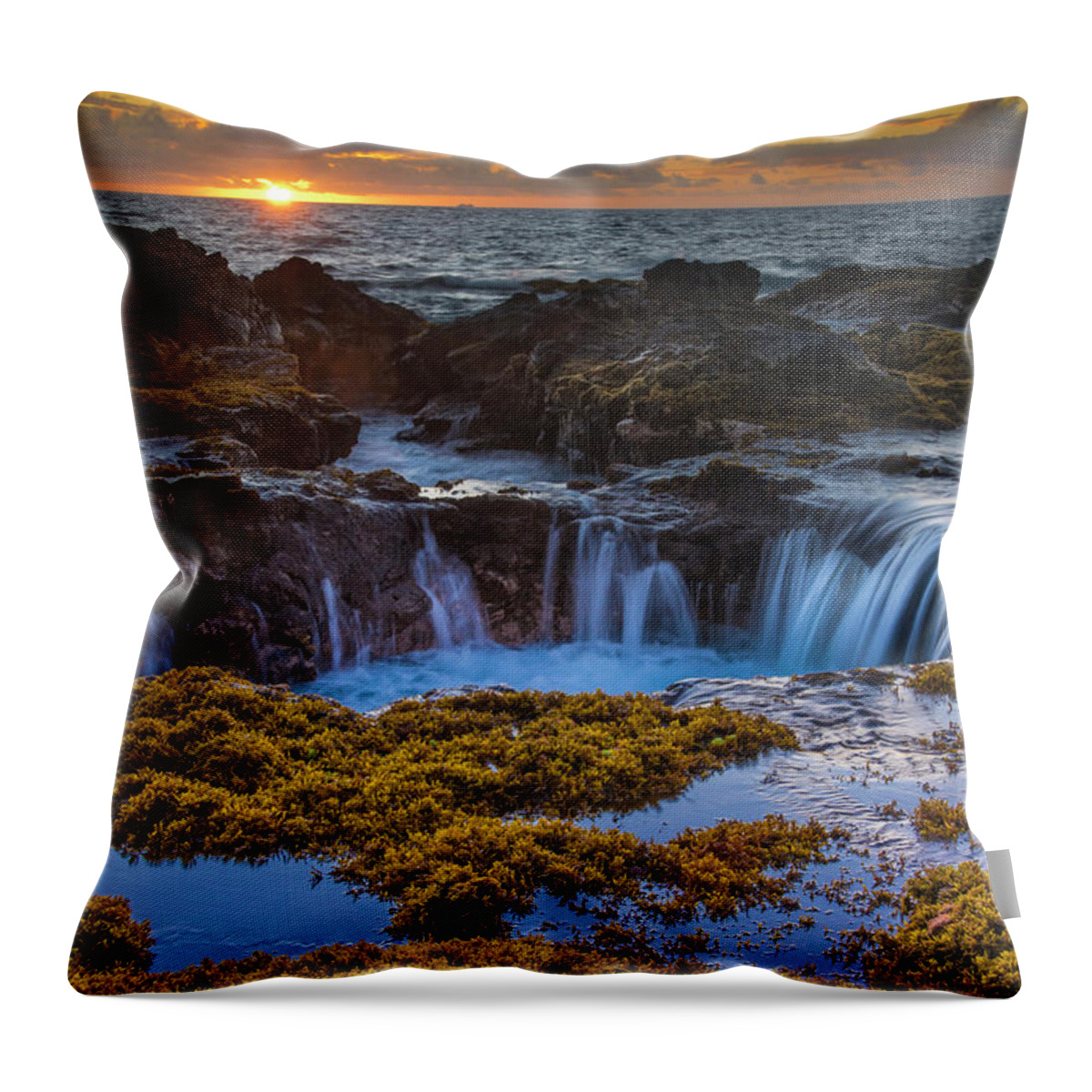 Hawaii Throw Pillow featuring the photograph Tidal Pools in Hawaii by Bill Cubitt