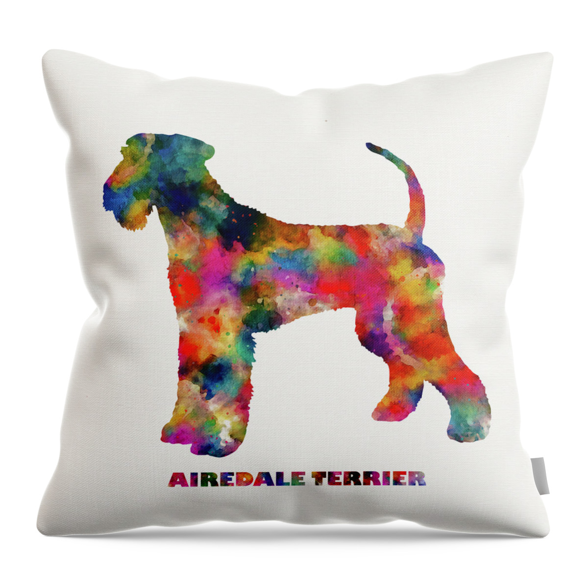 Airedale Terriers Throw Pillow featuring the digital art Tie Dye Airdale Terrier Art by Peggy Collins