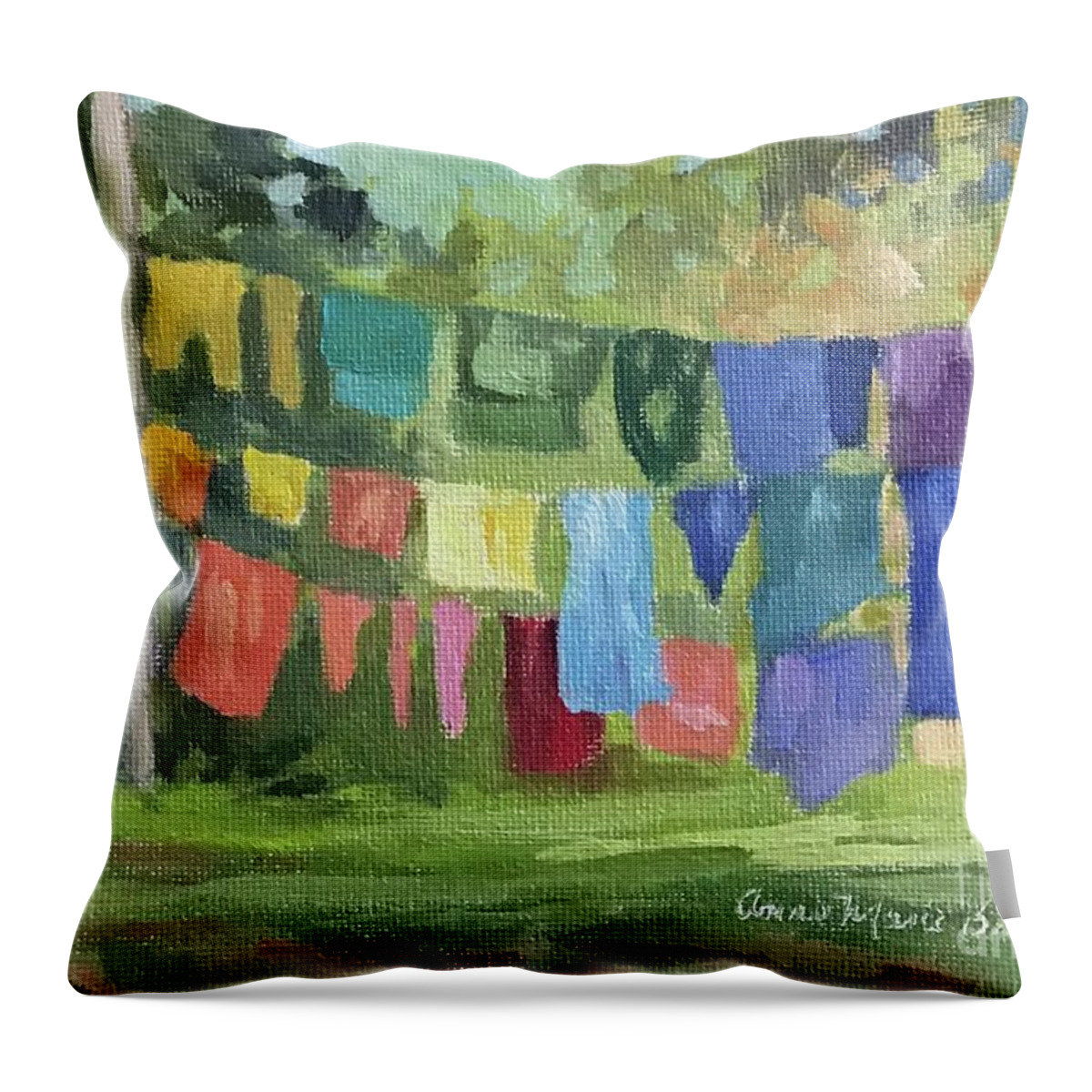 Tie Dye Throw Pillow featuring the painting Tie Dye with Kudzu by Anne Marie Brown