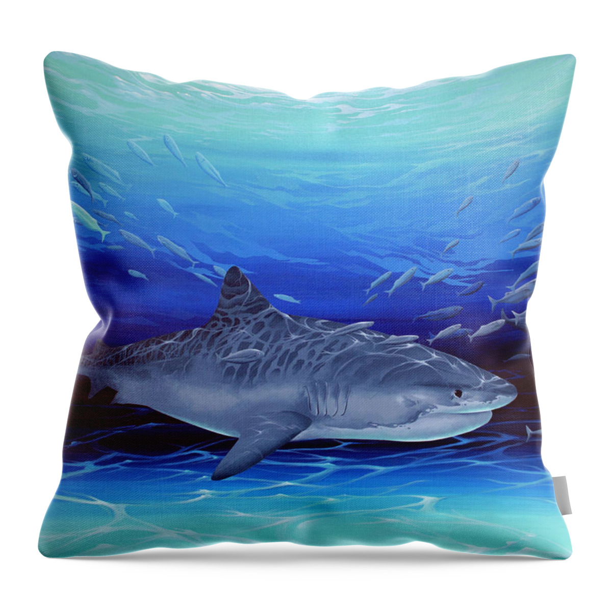 Sealife Throw Pillow featuring the painting Tiger by William Love