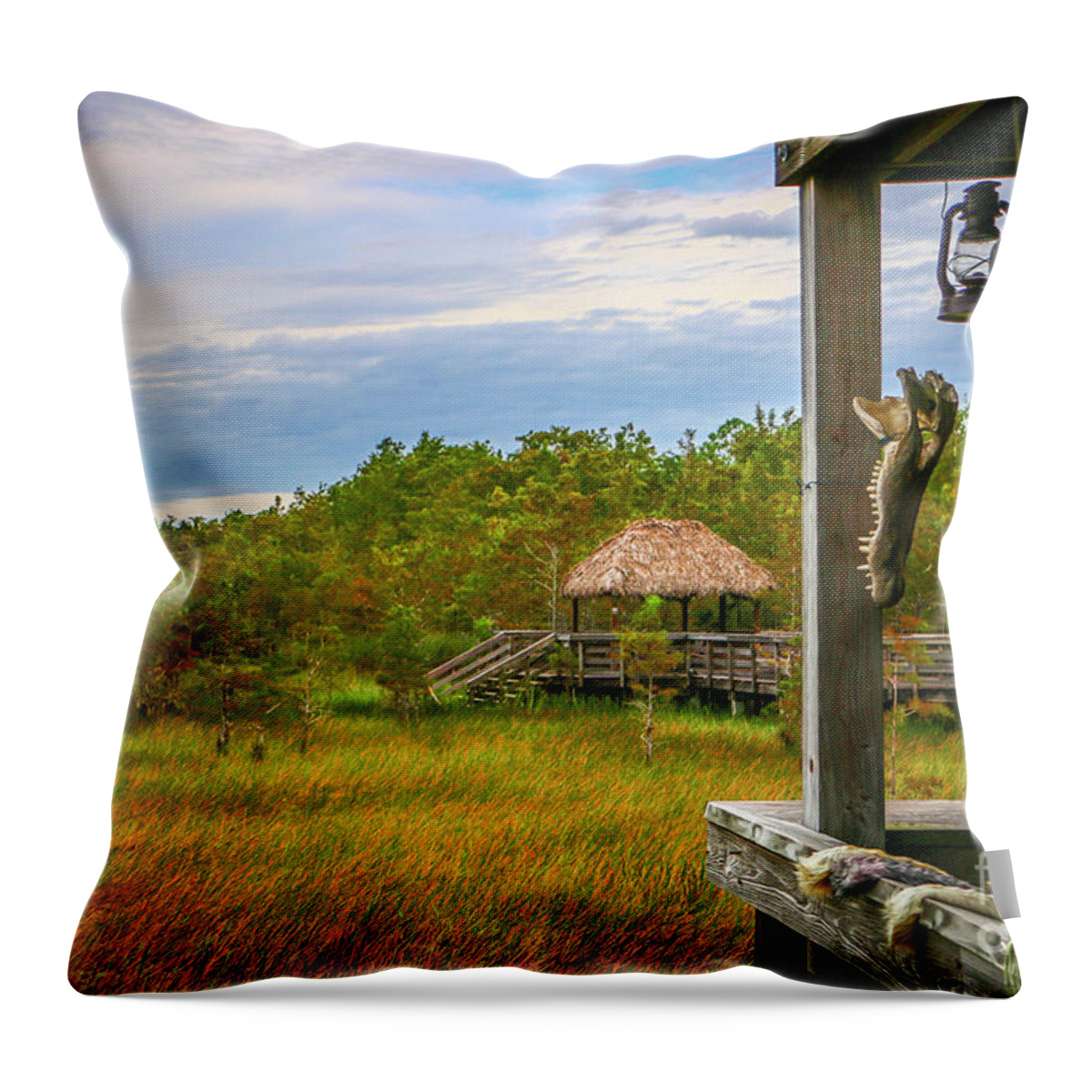 Tiki Throw Pillow featuring the photograph Tiki Hut View by Tom Claud