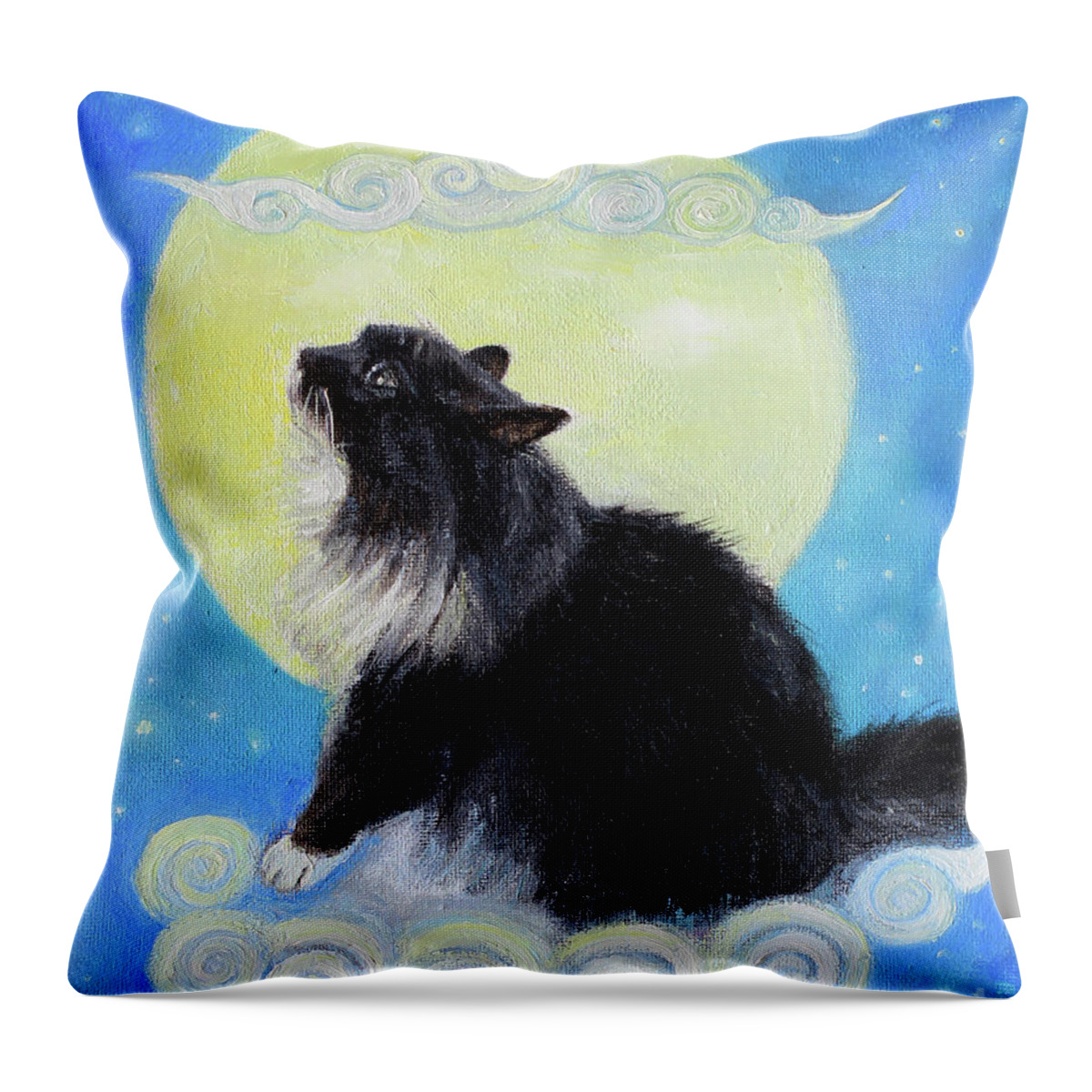Moon Throw Pillow featuring the painting Tillie by Moonlight by Manami Lingerfelt