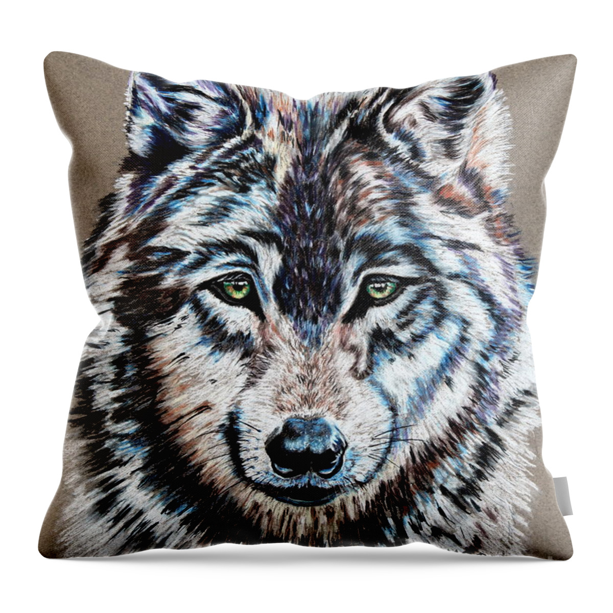 Wolf Throw Pillow featuring the painting Timber Wolf by Maria Barry