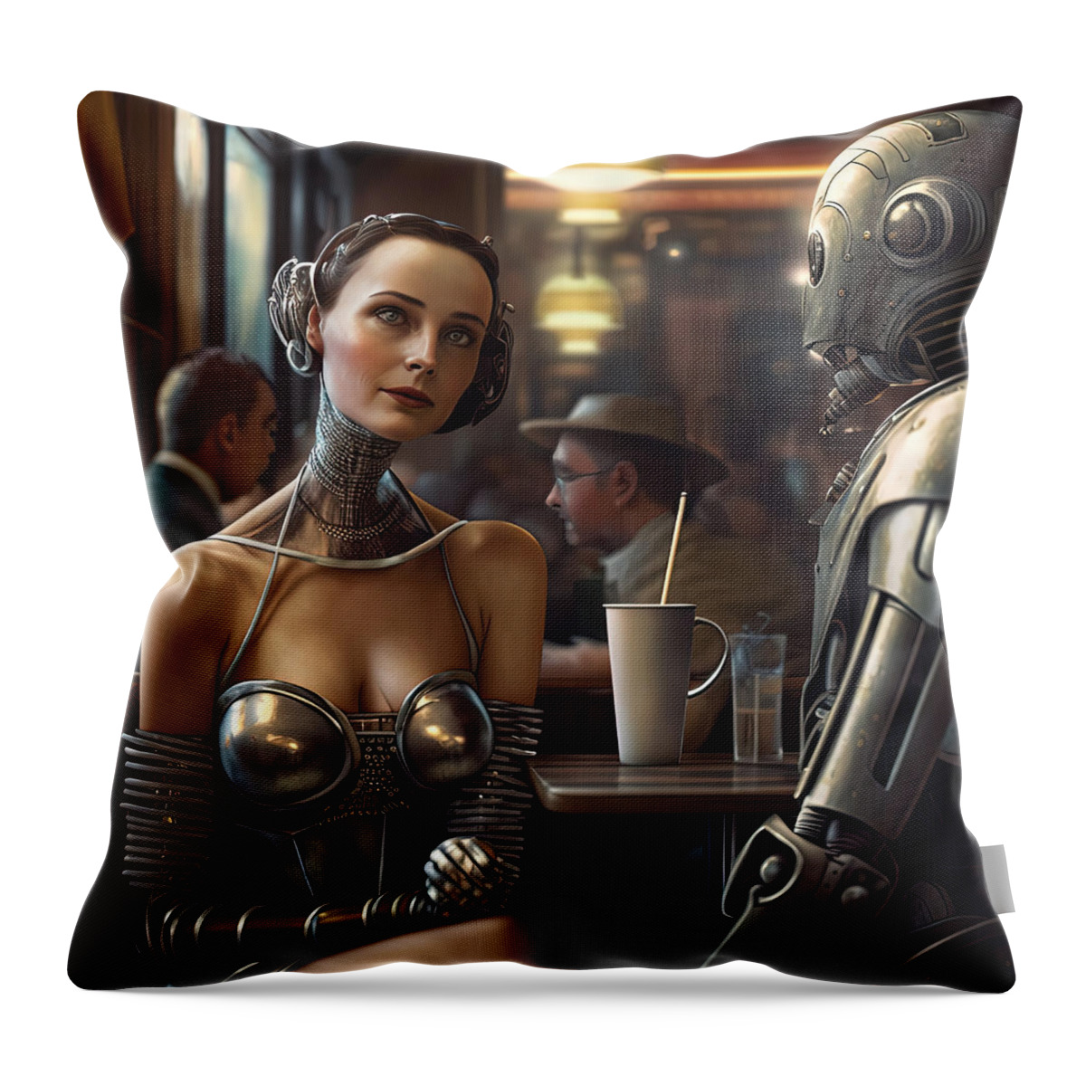 Woman Throw Pillow featuring the digital art Time Collapse No.1 by My Head Cinema